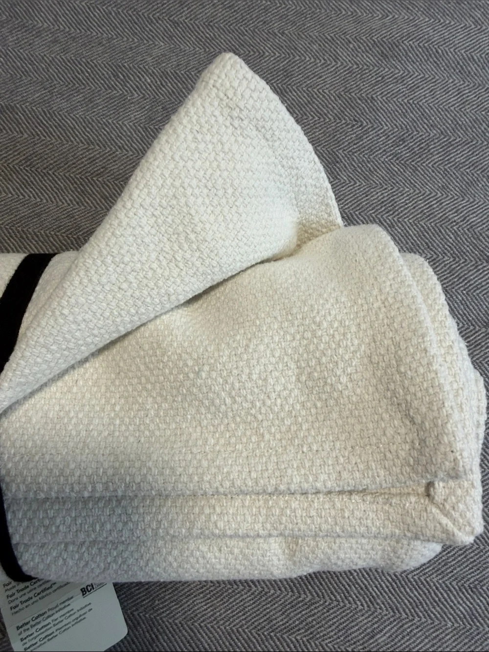 New! West Elm White Textured Table Runner  14/90 inches